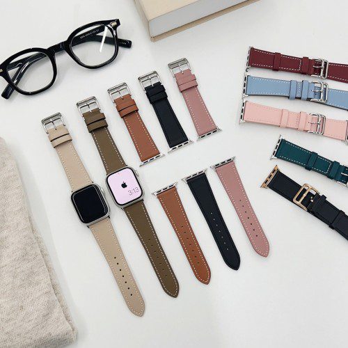 우먼스9999 애플워치 SE3 SE2 11 10 9 8 7 6 스트랩 싱글투어 천연 가죽 레더 호환 밴드 시계줄