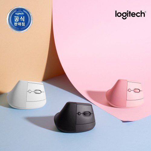 로지텍코리아 LIFT 버티컬 인체공학 무선 블루투스 마우스 로즈핑크