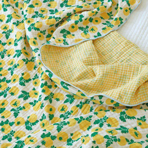 4중 거즈 토마토 체크 양면사용 여름이불 겸 사계절 블랭킷 캠핑 담요 리버서블 이불 미니