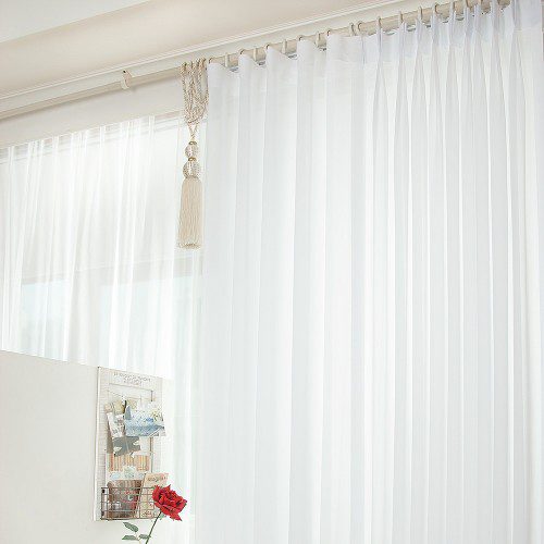 크림 화이트 세미 암막커튼 나비주름 거실 작은방 가로140 높이170