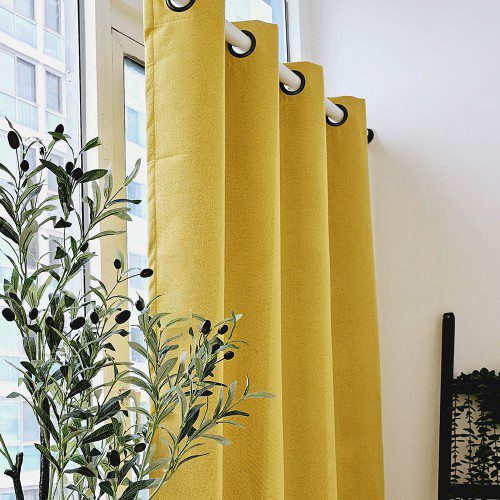 벽뚫지않는 암막커튼+힘센 압축봉 세트 버터옐로우, 450x235cm(가로225cm2장)