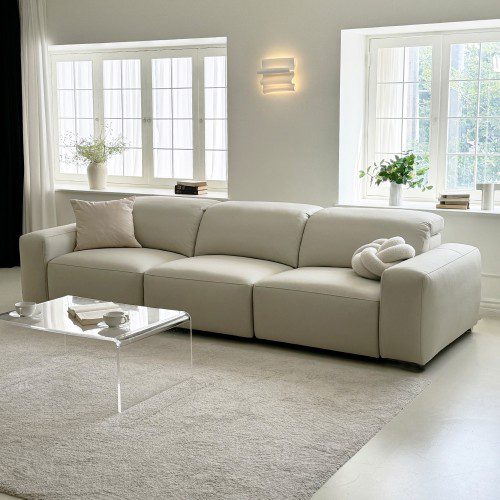 가죽 슬립 4인용 전동 리클라이너 슬라이드 무빙 모션 소파 전체 천연가죽