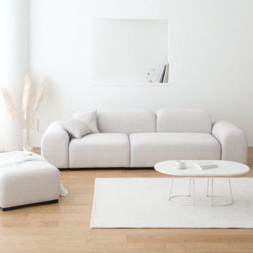 데일리리빙 루나 조야 패브릭 모듈 소파 스툴미포함, 크림아이보리, 4인용
