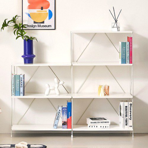 E0자재 메르시 스틸프레임 철제 DIY 책꽂이 책장 5단 600 화이트 프레임