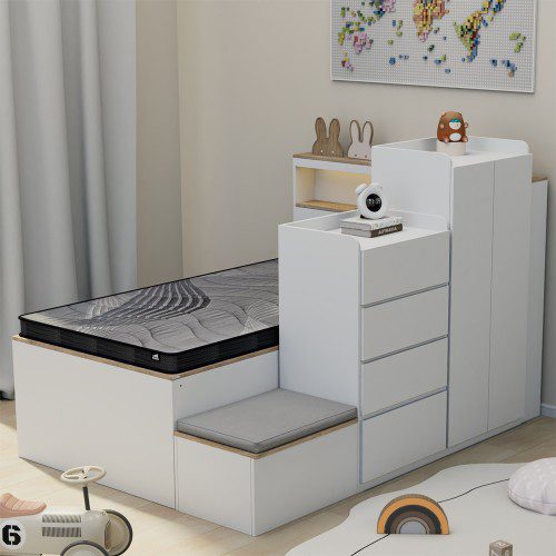 스스디 하니 리프트업 SE0 수납 침대 슈퍼싱글 SS 모듈 옷장 책상 서랍 세트