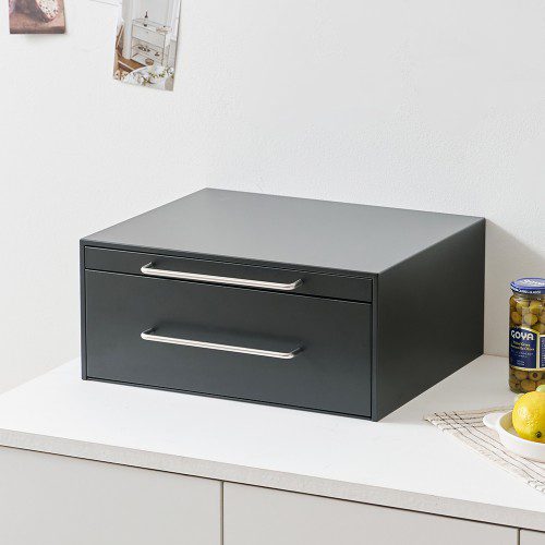 커피머신 받침대 무소음 슬라이딩 철제 다이 정수기선반 450X370X200, 1단, 블랙