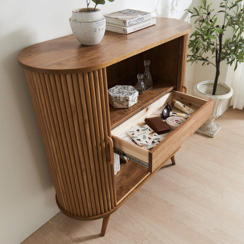 프릴 템바보드 원목 틈새 베란다 슬라이딩 거실 수납장 1000