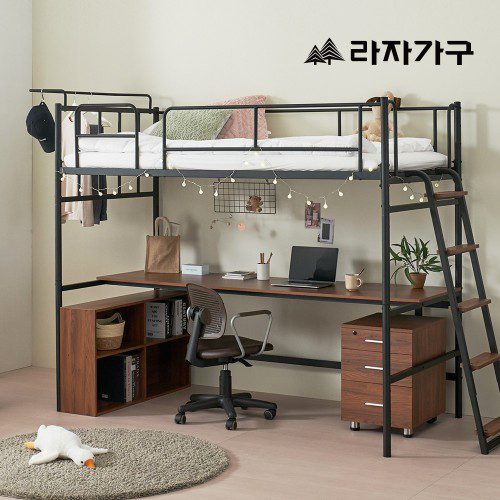 라자가구 안나 6단계 높이조절 분리형 2층 벙커 침대프레임 SS 어린이 성인 학생 기숙사