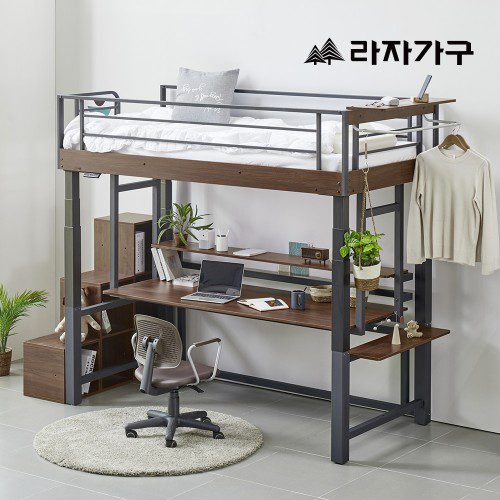 라자가구 오토 전동 높이조절 모션 2층 벙커침대 침대 프레임 Q 성인 학생 기숙사