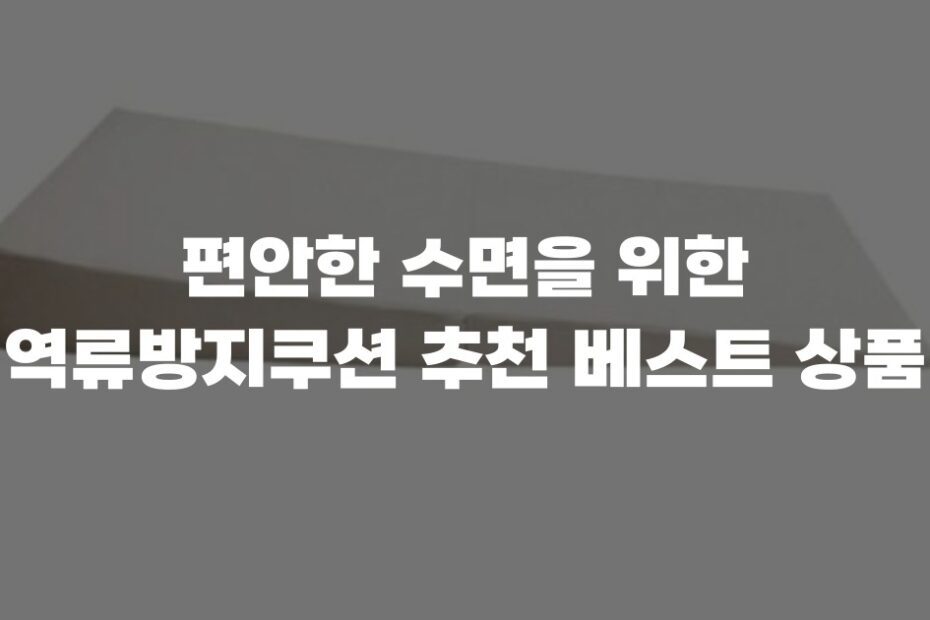 편안한 수면을 위한 역류방지쿠션 추천 베스트 상품