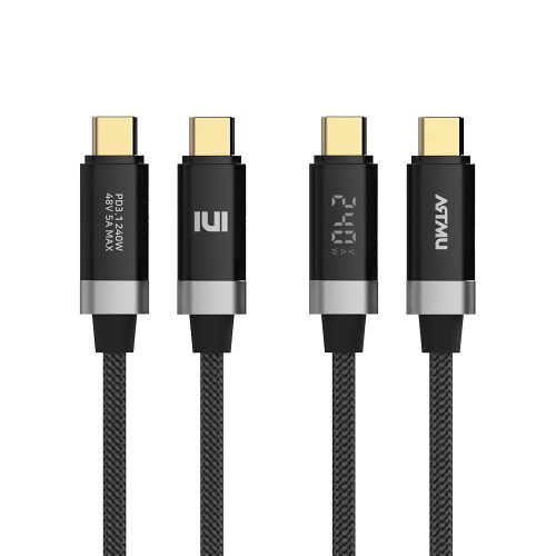 스프링 C타입 to C 100W 240W 5A PD LED 디스플레이 고속충전 케이블