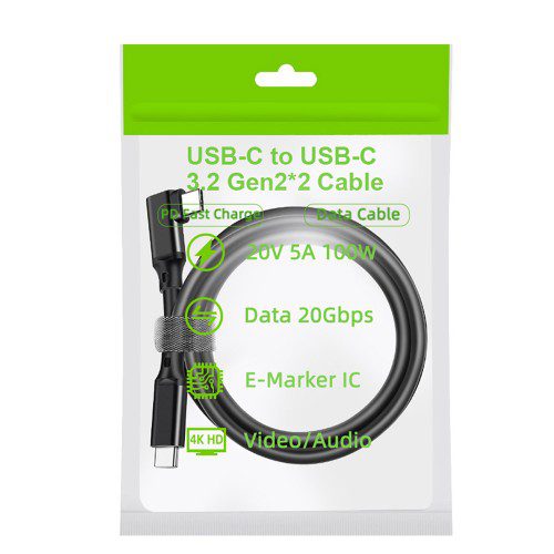 바라보고 USB3.2 Gen2 C to C타입 ㄱ자형 고속충전케이블 블랙, 1개, 1m