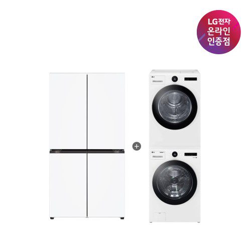 LG 디오스 AI 오브제컬렉션 냉장고 + LG 트롬 세탁기건조기 세트 (T876MQQ111 + FX23WNR-2WQ)