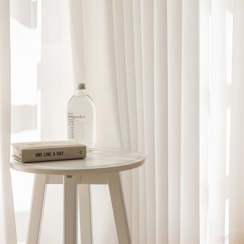 소르르 이음선 없는 차르르 쉬폰커튼 형상기억 화이트 민자형 가로120cm x 세로265cm 맞춤제작