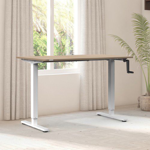 핏쳐 수동식 높이조절 모션 데스크1200 높낮이 스탠딩책상 1600x750mm, 상판/오크-프레임/화이트