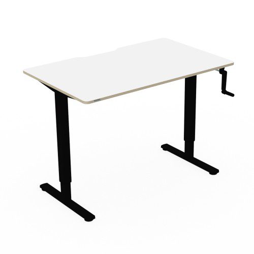 핏쳐 수동식 높이조절 모션 데스크1200 높낮이 스탠딩책상 1400x750mm, 상판/화이트-프레임/블랙