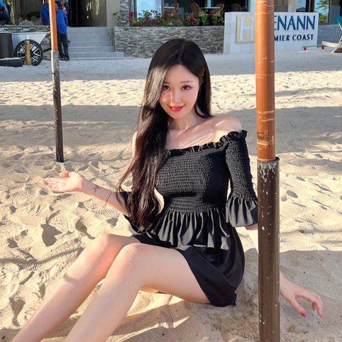 [N배송]크라시앙 하니 스모크 모노키니 여성 오프숄더 몸매보정 휴양지 워터파크 원피스 여자수영복